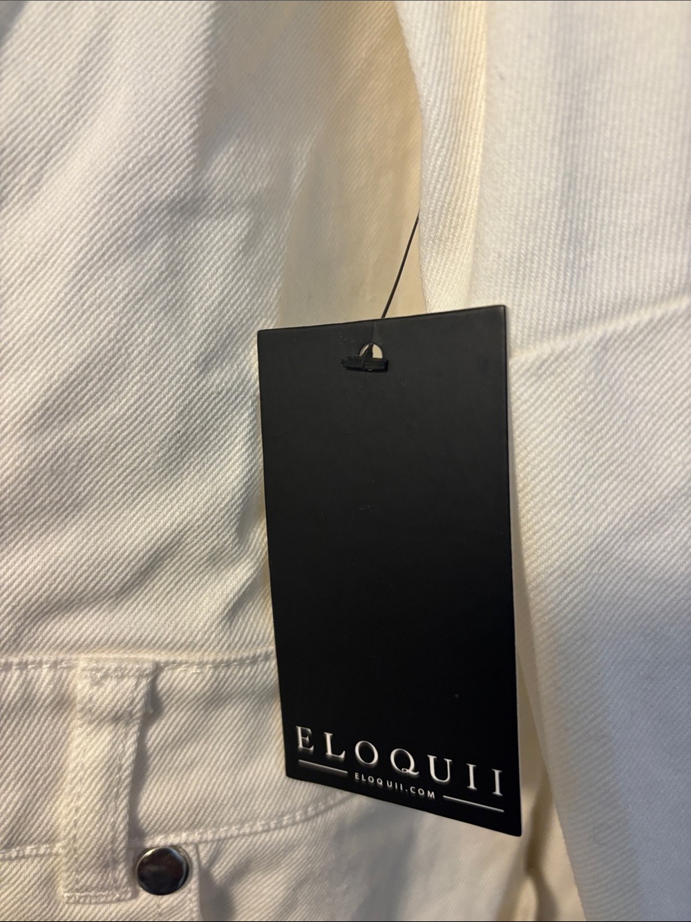 NWT - Eloquii Off-White Denim Dress with Snap Front - Picture 4 of 6